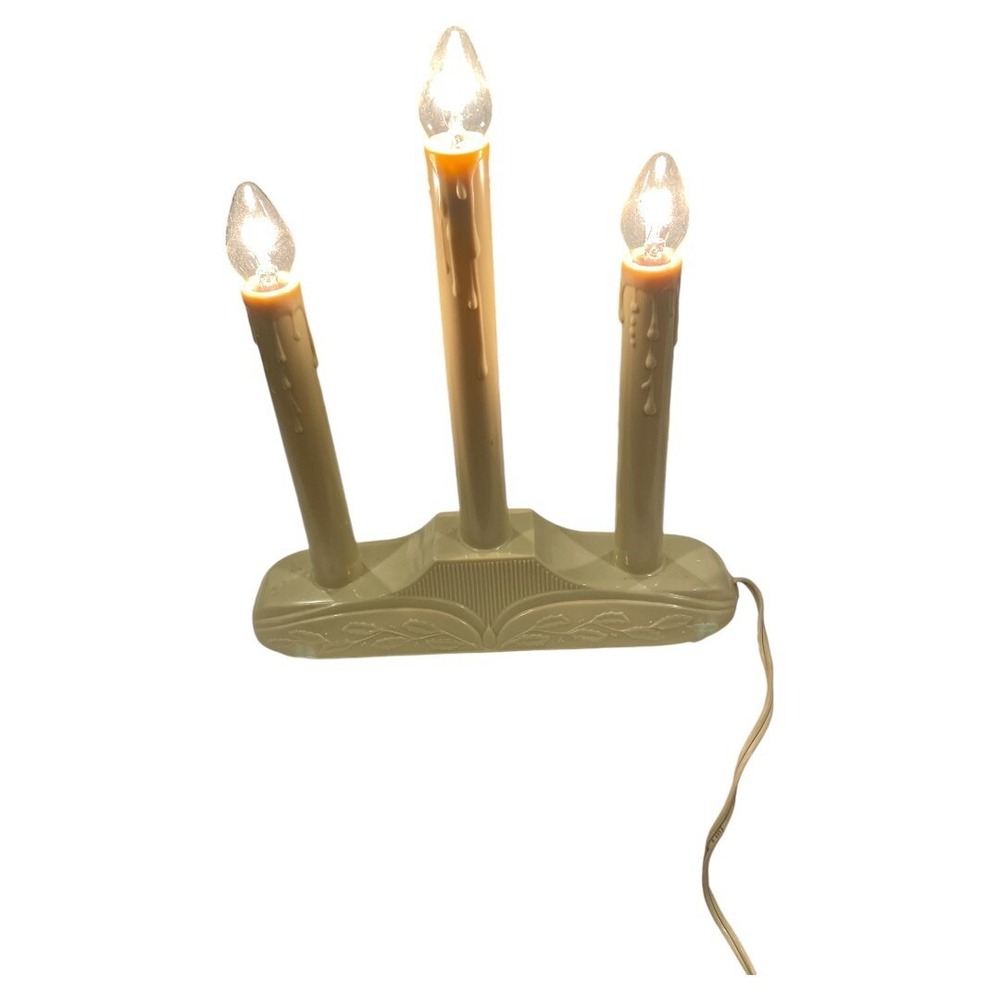 Vintage Christmas Decor 3 Light Candolier Electric Light‎ Candelabra Dripping